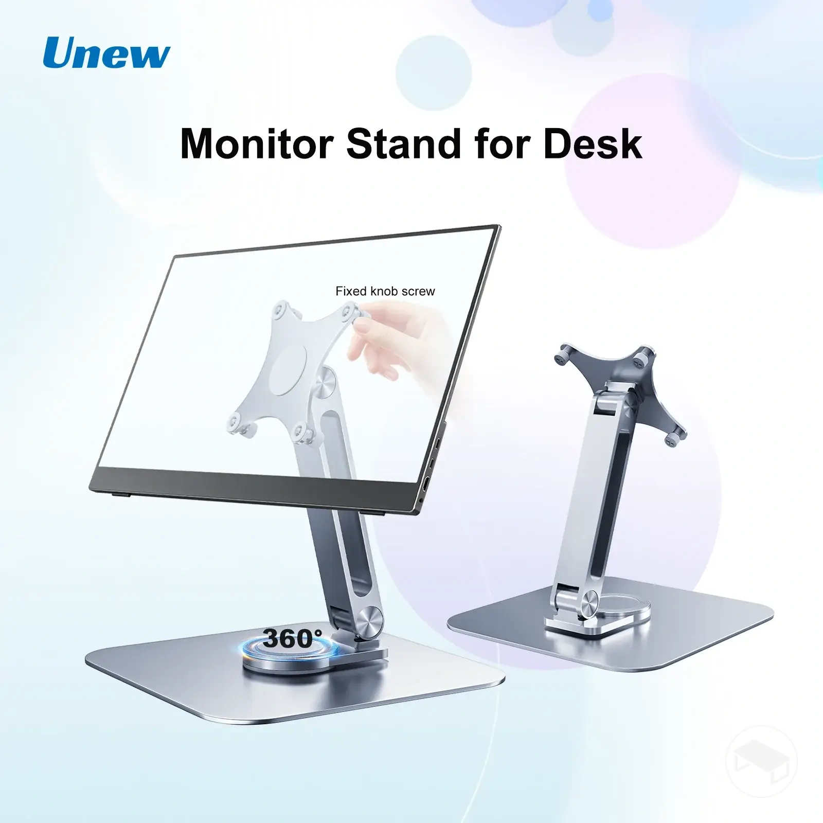 Tragbarer Aluminium-Monitorständer mit 360-Grad-Drehung und VESA-75×75-Befestigung