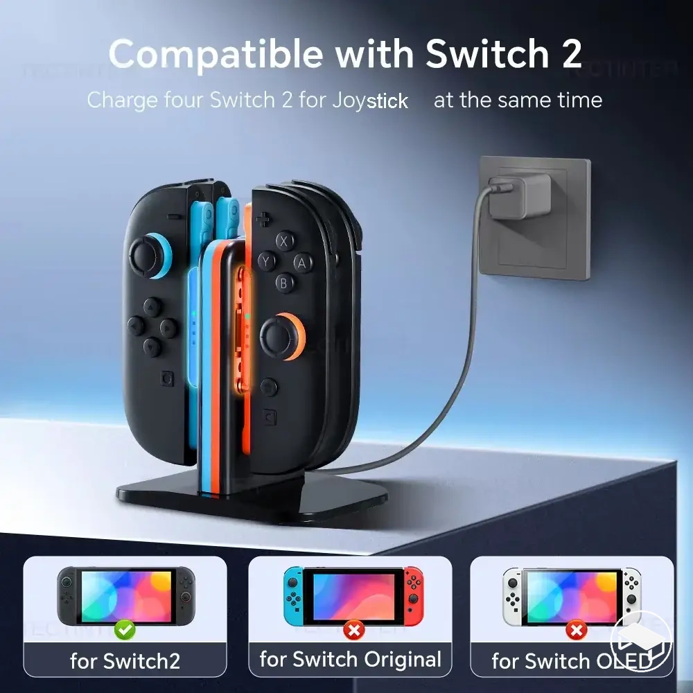 Four-in-one charging dock for Switch 2 game controllers