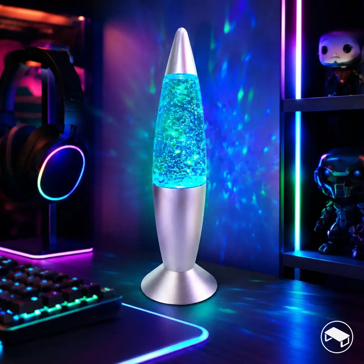 Lámpara de escritorio RGB con forma de cohete, alimentada por USB y con luz que cambia de color