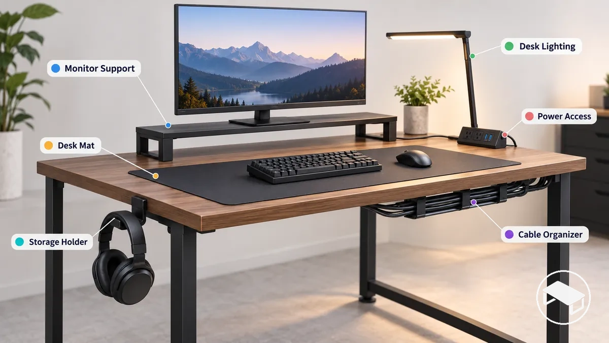 Exemple illustrant un accessoire dédié à une installation de bureau gaming