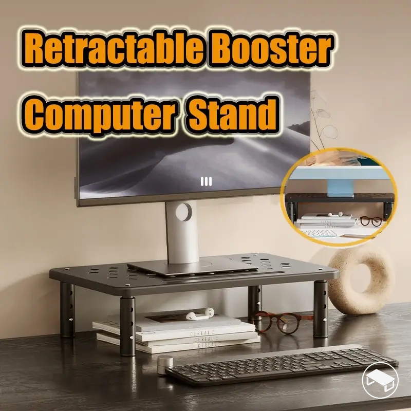 Suporte telescópico ajustável de mesa para elevar um monitor de computador